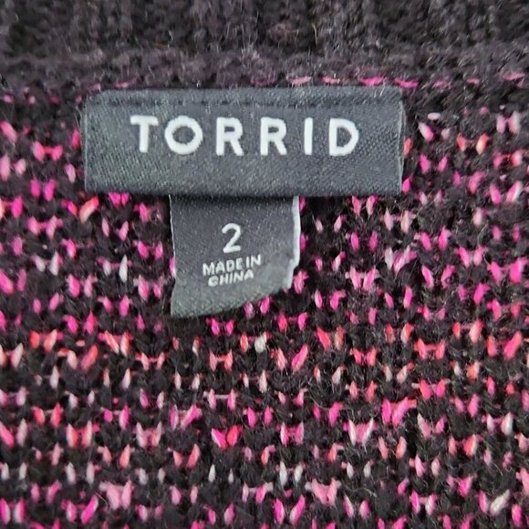 TORRID | Cardigan V-Neck Button Front Sweater Hearts Black Pink Sz 2X - Picture 6 of 7